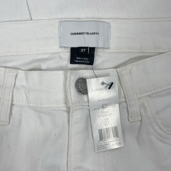 Current Elliott High Rise The Stiletto Skinny Jeans Clean White Size 27 - Picture 7 of 7